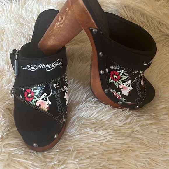 Ed Hardy Shoes - Ed Hardy Women's Black and white Clogs